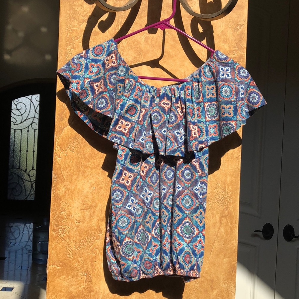 Tribal boho design off the shoulder top